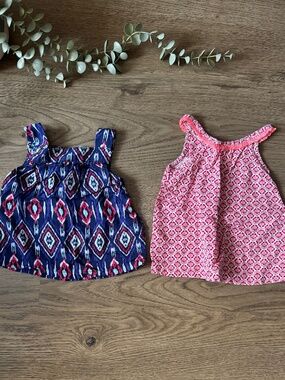Carter's Baby Girl Tank Tops Bundle 9M Pink Floral & Boho Print Summer Tops